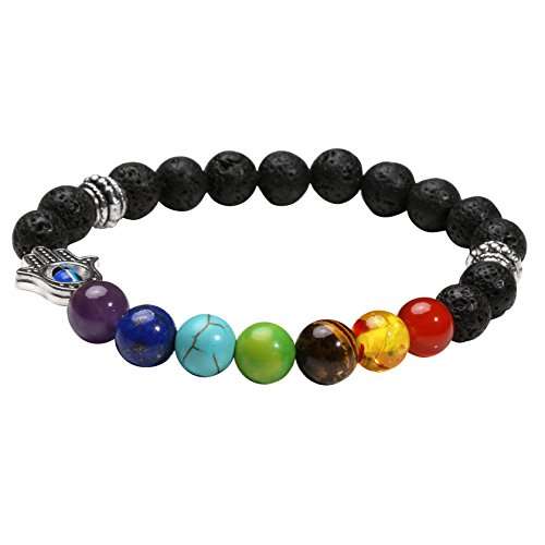 Milakoo 1-6 Pcs Evil Eye Bracelet Lava Stone Beads Essential Oil Diffuser Bracelet for Men Women
