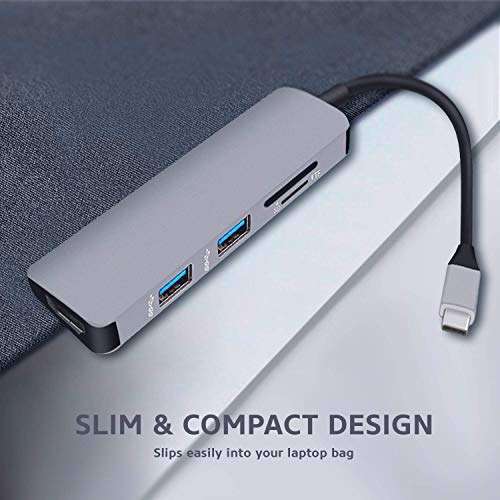 Pavlysh USB C HDMI Adapter for MacBook Pro 2016/2017/2018, 5 in 1 USB-C to HDMI Output, SD+Mi..