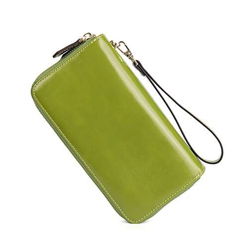 BOSTANTEN Women's Large Capacity Luxury Wax Genuine Leather Wallet with Zipper Pocket