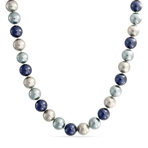 Round Blue Shell Pearl Statement Necklace
