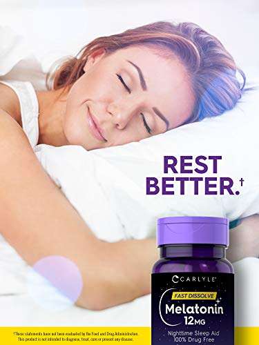 Carlyle Melatonin 12 mg Fast Dissolve 90 Tablets | Nighttime Sleep Aid | Natural Berry Flavor | V...