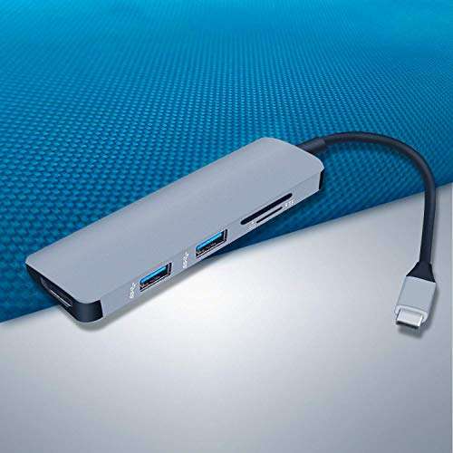 Pavlysh USB C HDMI Adapter for MacBook Pro 2016/2017/2018, 5 in 1 USB-C to HDMI Output, SD+Mi..