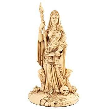 Greek White Goddess Hecate Sculpture Athenian Patroness of Crossroads, Witchcraft, Dogs and Poisono