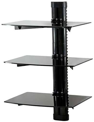 VIVO Floating Wall Mount Tempered Triple Glass Shelf for DVD Player, Audio, Gaming Systems, Streami