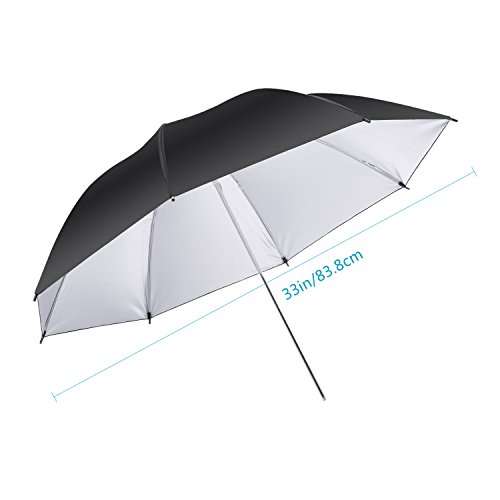 Neewer 33"/83cm Photo Studio Black/Silver Reflective Lighting Umbrella for Photography Studio Flash