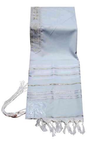 Acrylic Tallit (imitation Wool) Prayer Shawl in White and Gold Size 24" L X 72" W