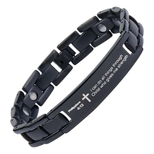 Crosstraxx Philippians 4:13 - Titanium Prayer Bracelet - Magnetic Therapy - Adjustable (..