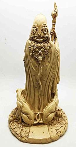 Greek White Goddess Hecate Sculpture Athenian Patroness of Crossroads, Witchcraft, Dogs and Poisono