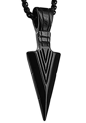 Pauro Men's Stainless Steel Jewelry Spear Point Arrowhead Pendant Necklace