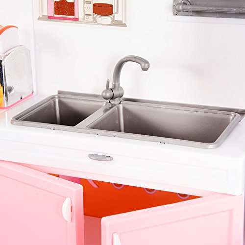 Emorefun Battery Powered Modern Kitchen Play Kitchen Set Pretend Play Kitchen Toys for Kids with So
