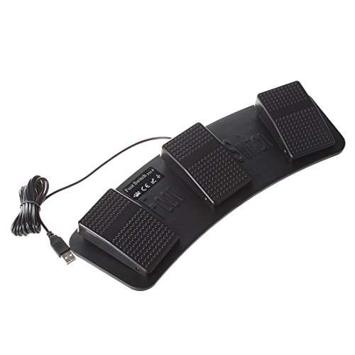 iKKEGOL PC USB Triple Foot Switch Keyboard Mouse Control Action 3 Three Pedal HID for Game PC..