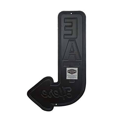 Open Road Brands 90151356 Die Cut Embossed Tin Sign, Eat Here Arrow