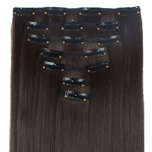 7Pcs 16 Clips 23-24 inch Thick Curly Straight Full Head Clip in on Double Weft Hair Extensions