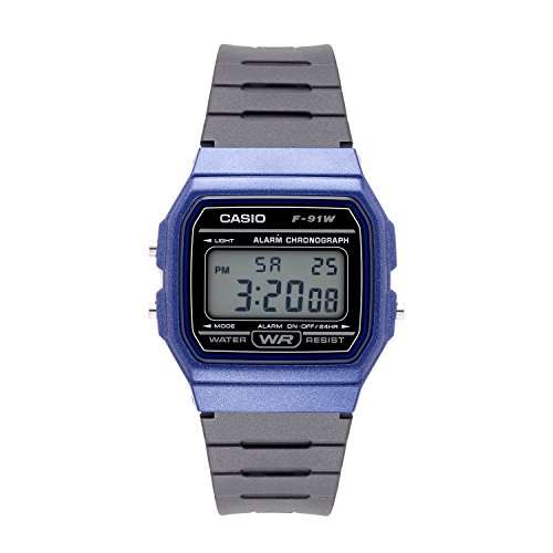 Casio Men's 'Vintage' Quartz Plastic and Resin Casual Watch, Color:Black (Model: F-91WM-2ACF)