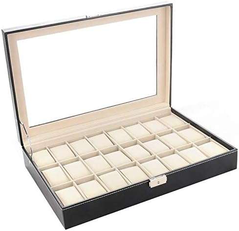 Jack Brown Luxury 24-Slot Carbon Fiber Watch Display Box - Black