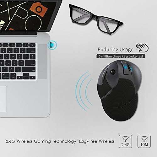 Delux Ergonomic Mouse, Wireless Vertical Mouse, 2.4G Optical Ergonomic Vertical Mouse 600/100..
