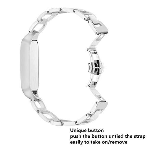 CUZOW for Fitbit Flex 2 Band Women Men, Stainless Steel Metal Replacement Wristband for Fitbit Flex