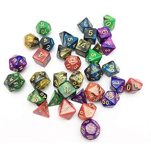 Smartdealspro 5 x 7-Die Series Two Colors Dungeons and Dragons DND RPG MTG Table Games Dice with