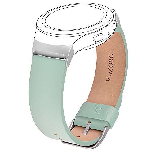 Gear S2 Band - V-Moro Soft Leather Strap Replacement Band with Stainless Metal Adapters for Samsung
