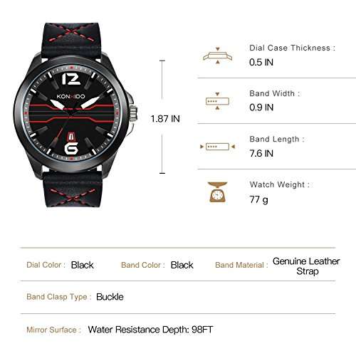 Mens Watches Leather Band Calendar Casual Watches for Men