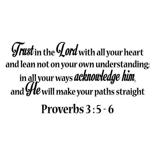 Trust In The Lord Proverbs 3:5-6 Religious Wall Art Decal Vinyl Quote Scripture