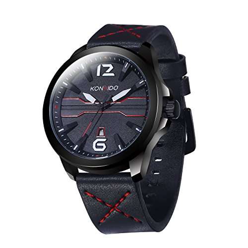 Mens Watches Leather Band Calendar Casual Watches for Men