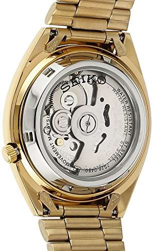 Seiko Men's SNXL72 Seiko 5 Automatic Gold-Tone Stainless Steel Bracelet Watch with Patterned Dial