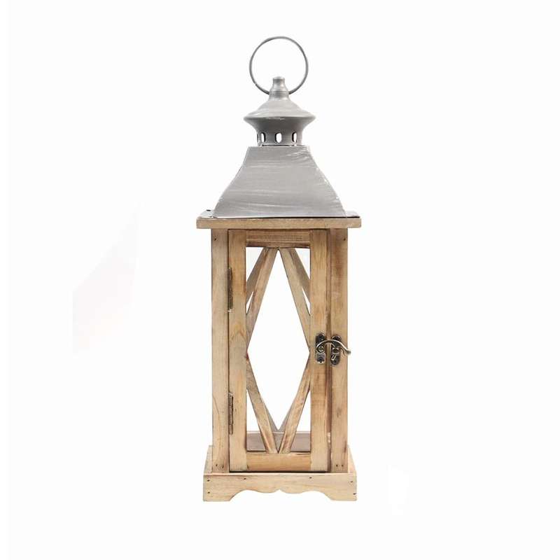 Wooden Decorative Glass Candle Lantern Vintage Rustic Large Hanging Candle Holder For Indoor Outdoor