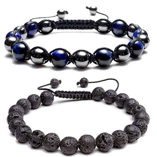 Top Plaza Natural Tiger Eye Stone Magnetic Hematite Healing Therapy Beads Lava Stone Aromatherapy E