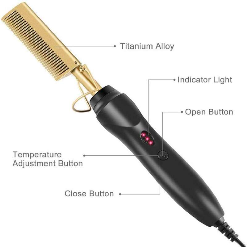 Hot Comb Hair Straightener - Electric Straightening Comb