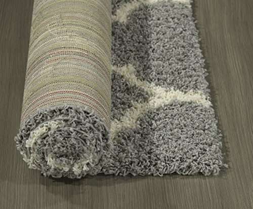 Ottomanson Ultimate Shaggy Collection Moroccan Trellis Design Shag Rug Contemporary Bedroom and Liv