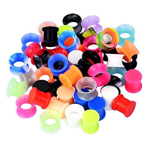 IU Mode 54PCS Silicone Tunnels Ear Gauges Tunnels Plugs Stretchers Expander 2g-3/4"