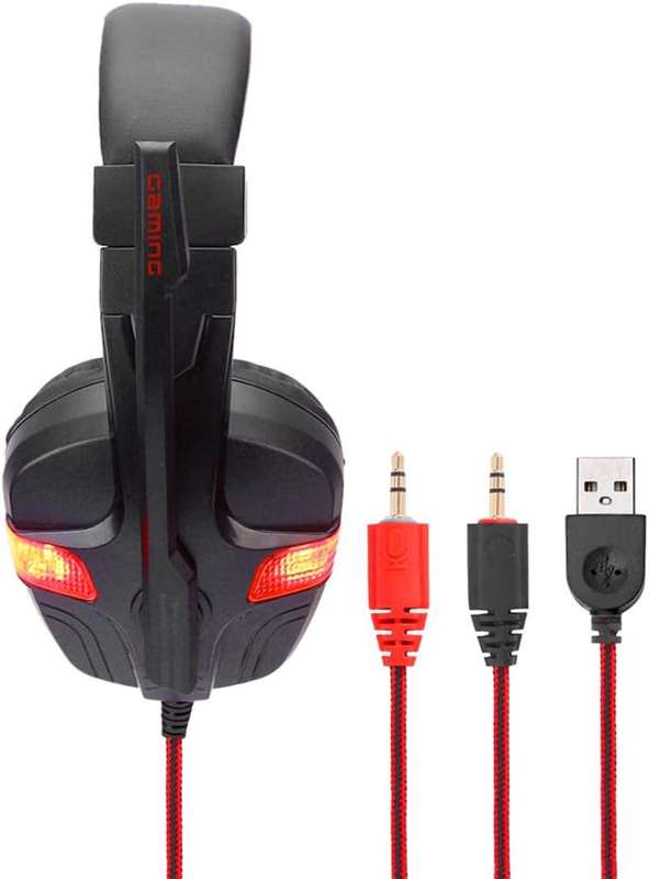 SY860MV Red Gaming Headset 3.5mm Wired Noise Canceling Headphone with Mic - Open Box