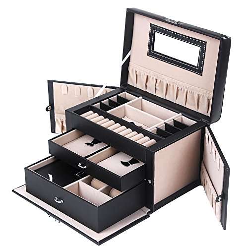 SONGMICS Jewelry Box, Girls Jewelry Organizer, Mini Travel Case, Mirror, Watch Organizer..