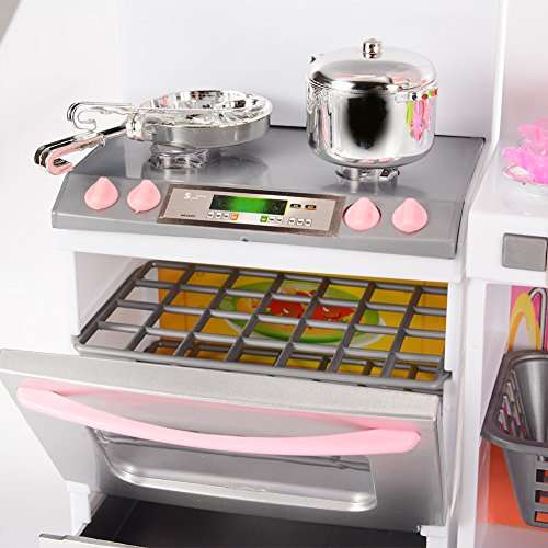 Emorefun Battery Powered Modern Kitchen Play Kitchen Set Pretend Play Kitchen Toys for Kids with So