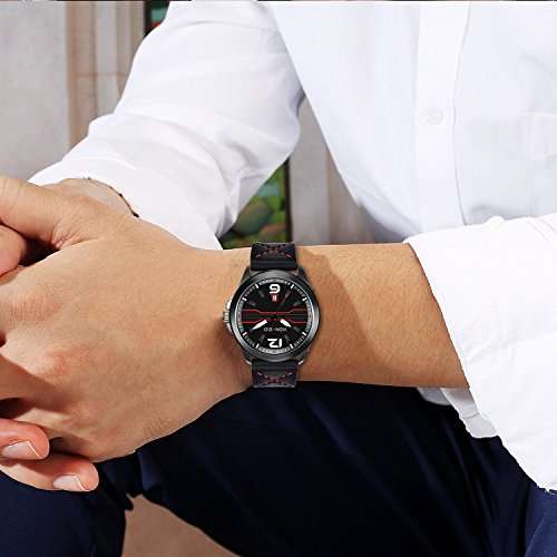 Mens Watches Leather Band Calendar Casual Watches for Men