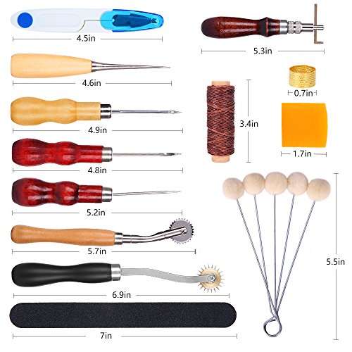 Leather Sewing Tools YESURPRISE 22 Pieces Leather Craft Tool Kit DIY Leather Stitching Making Worki