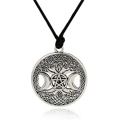 Triple Moon Goddess Necklace Pentacle Pentagram Tree Of Life Talisman Pendant Wiccan Pagan Jewelry