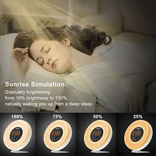 Wake-up Light Alarm Clock with Sunrise Simulation, Apiker Sunrise Alarm Clock with FM Radio, 6 Natu