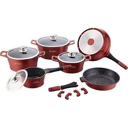 Royalty Line 14 Pieces Marble Coating Cookware Set - Burgundy (READ THE DESCRIPTION)