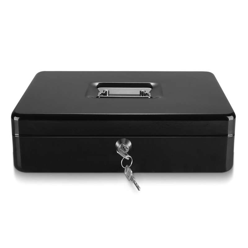 lockable metal money safe box with drawer