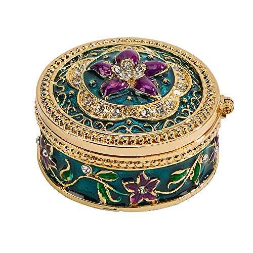 Flower Geometric Glitter Purple 2 x 2 Jeweled Metal Decorative Trinket Box