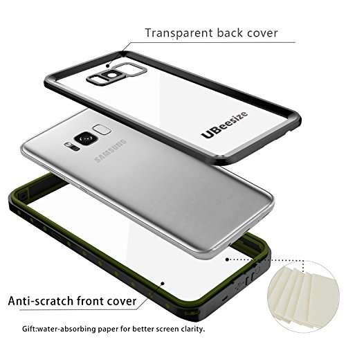 Samsung Galaxy S8 Waterproof Case, UBeesize Transparent-back ShockProof Protective Case with Dirtpr