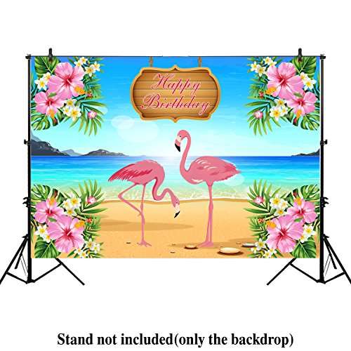 Allenjoy 7x5ft Let's Flamingle Flamingo Hawaiian Birthday party banner Backdrop background photo bo