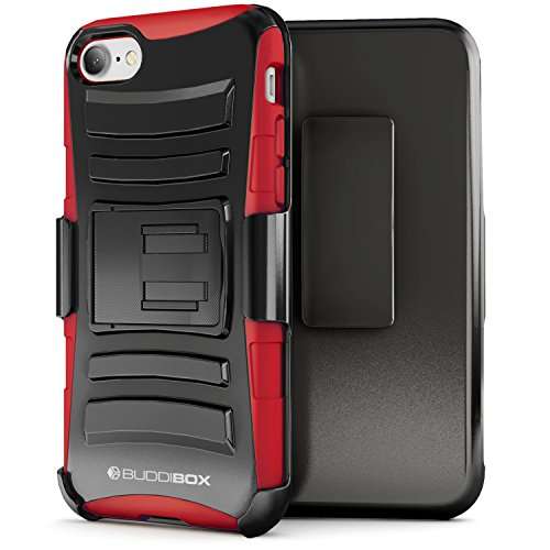 BUDDIBOX iPhone 7 Case / iPhone 8 Case, [HSeries] Heavy Duty Swivel Belt Clip Holster with Kickstan