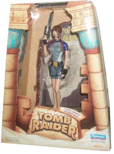 Tomb Raider 9 Inch Tall Action Figure : Lara Croft in Wet Suit with Two Removable Pistols, Harpoon G