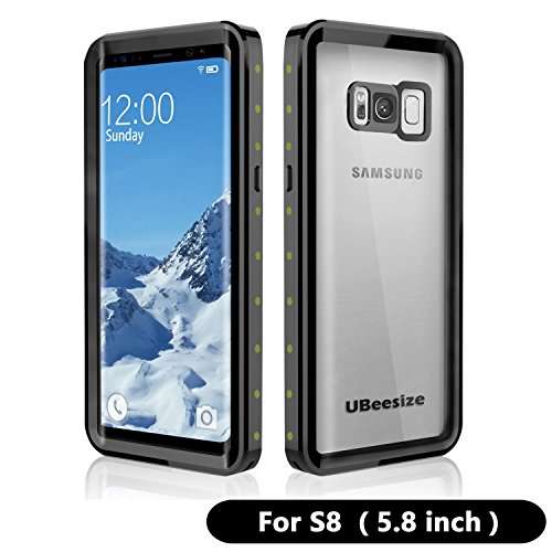 Samsung Galaxy S8 Waterproof Case, UBeesize Transparent-back ShockProof Protective Case with Dirtpr