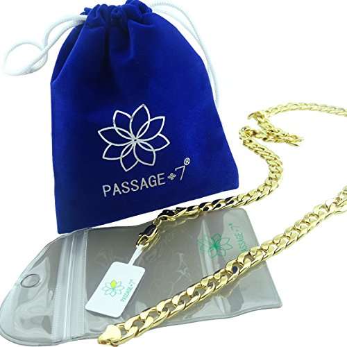 Passage 7 Copper 18K Real Gold Plated Curb Chain Hip-Hop Necklace USA Made 24 Inch-9MM Wide MANS Je