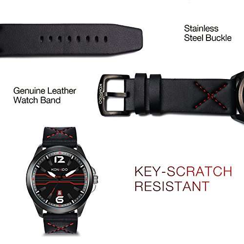 Mens Watches Leather Band Calendar Casual Watches for Men