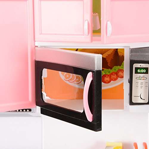 Emorefun Battery Powered Modern Kitchen Play Kitchen Set Pretend Play Kitchen Toys for Kids with So